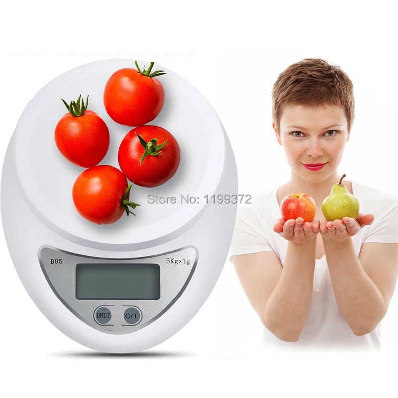 100pcs 5kg 1g B05 LED 디지털 전자 주방 규모 휴대용 우편 무게 저울 요리 음식 무게 베이킹