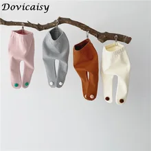 Зимние леггинсы для малышей; корейские леггинсы для маленьких девочек; леггинсы в полоску на пуговицах спереди; штаны для малышей