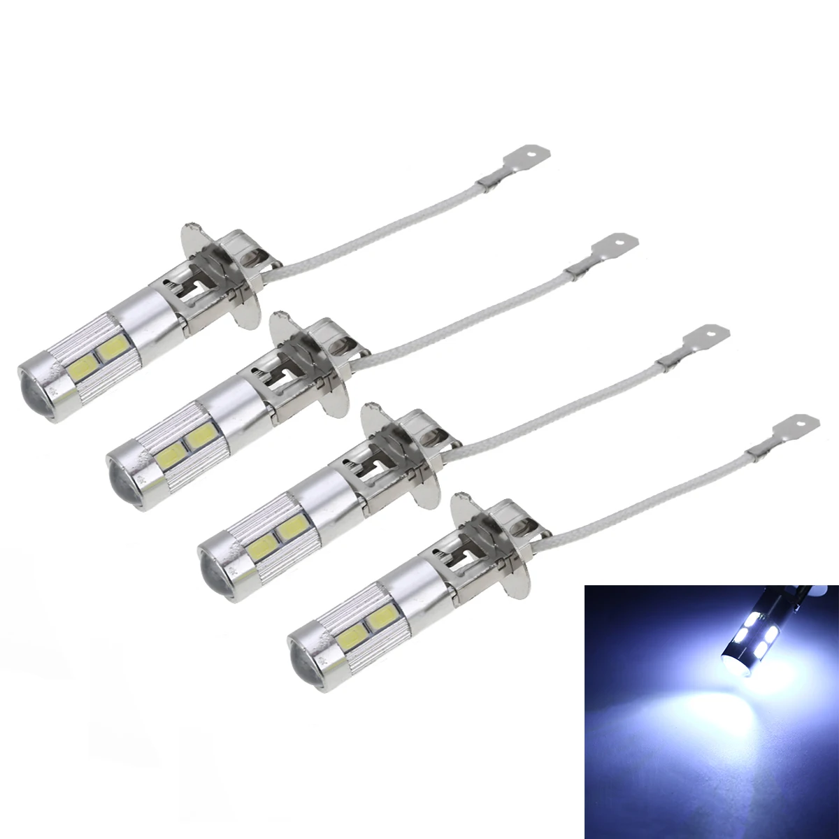 Mayitr 4pcs 12V H3 5630 10SMD LED Car Fog Lamp Super White Auto Driving Brake Light Signal Lamp Bulb for Car Light Source