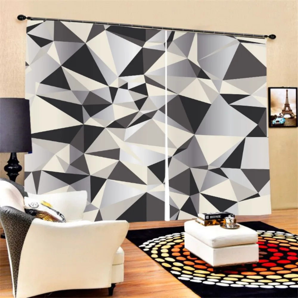 

3D Geometric Patterns Window Curtain 2 Panels Polyester Black-out Curtain for Bedroom Living Room Kitchen,Modern Style Series