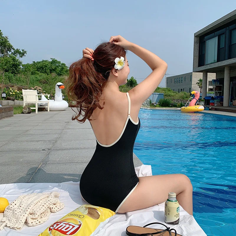 Backless Korean Style One Piece Swimwear Women Swimwear Push Up Swimsuit Bathing Suit Sexy Monokini Beachwear women one piece swimsuit