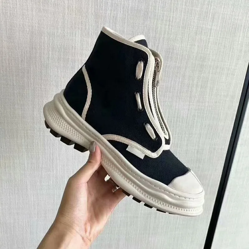2020 Autumn New Fashion Breathable Womens NonSlip Shoes High Tied Zipper round Toe Casual Shoes