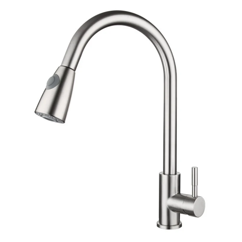 

304 Stainless Steel Kitchen Pull Down Kitchen Faucet Cold And Hot Flexible Telescoping Sprayer Faucet
