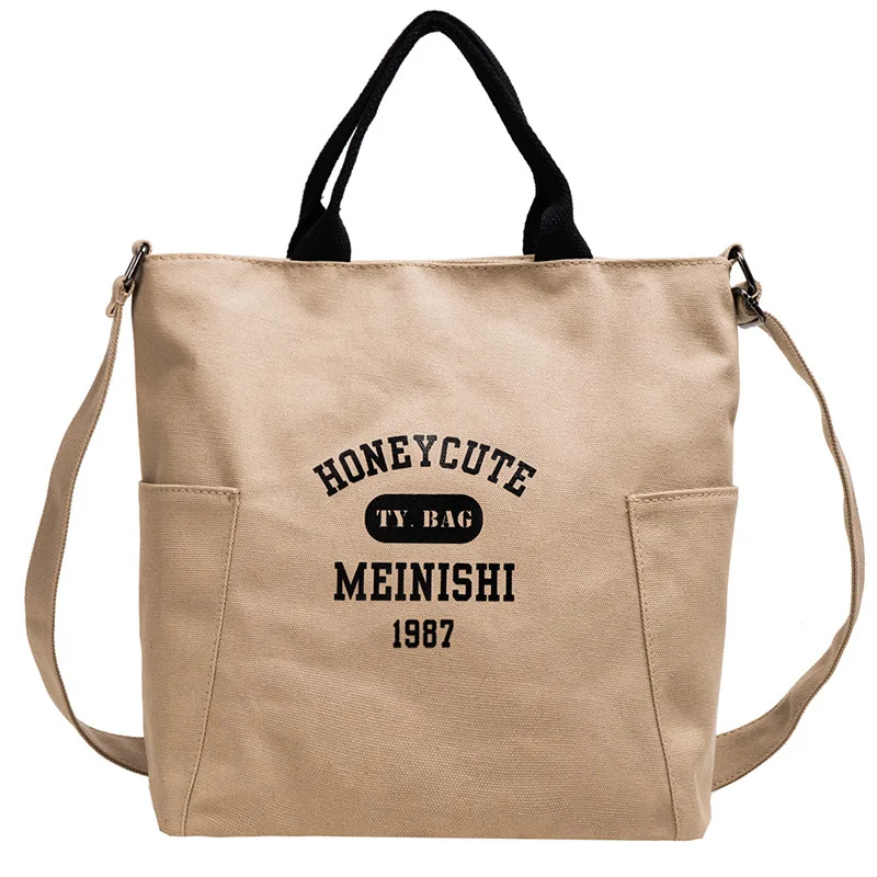 

College Style Thick Canvas Large Capacity WOMEN'S Messenger Bag CHIC Japanese Korean Simple Students Hand Makeup Missed Lessons