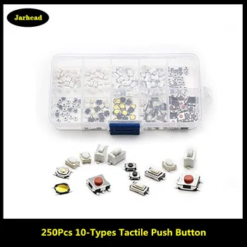 

Smart Electronics 250Pcs 10-Types Tactile Push Button Switch Car Remote Control Keys Button Touch Microswitch