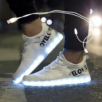 

New LED Shoes Fiber Optic Shoes for girls boys men women USB Charging light up shoe for Adult Glowing Running Sneaker