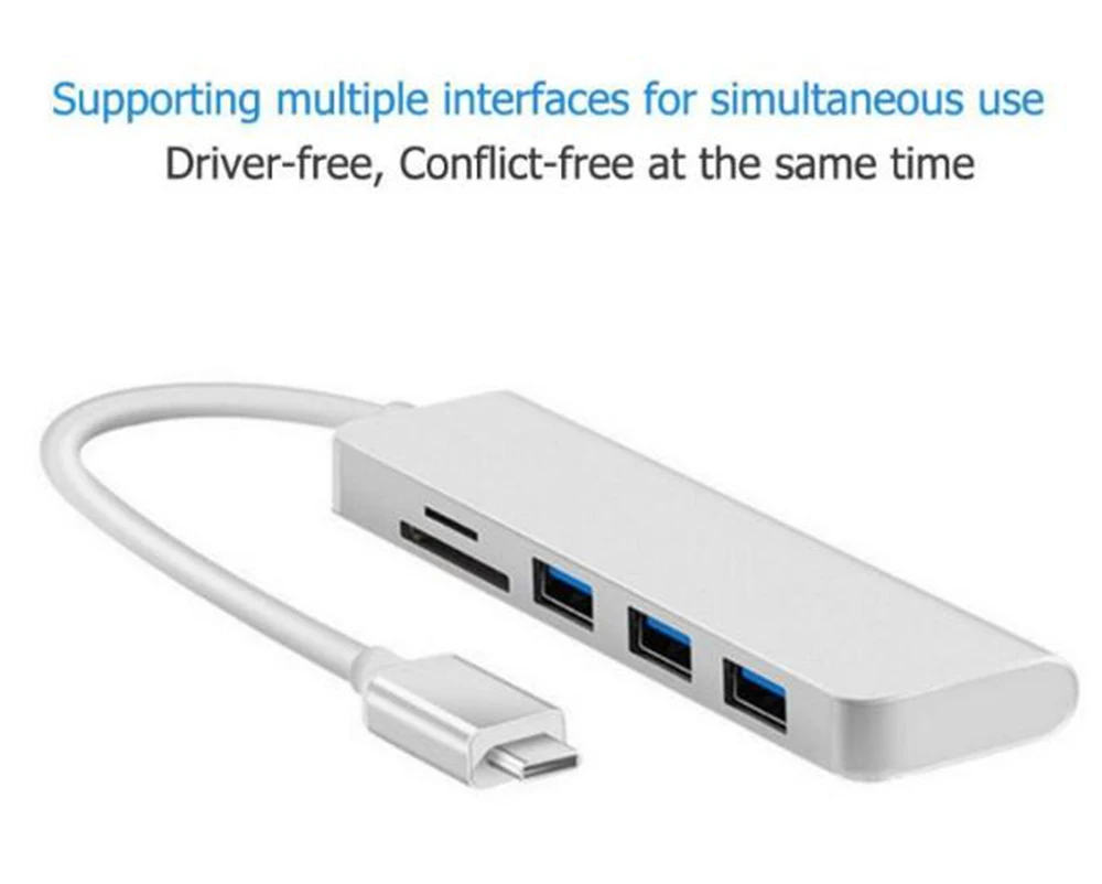 5 в 1 USB-C USB 3,1 type-C концентратор до 3 USB 3,0 SD TF устройство для чтения карт памяти камера OTG адаптер для MacBook samsung MateBook