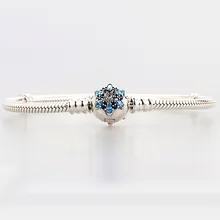 Кристаллизованный Снежинка застежка змея цепочка браслет на запястье подходит для бусины из стерлингового серебра 925 браслет Diy ювелирные изделия