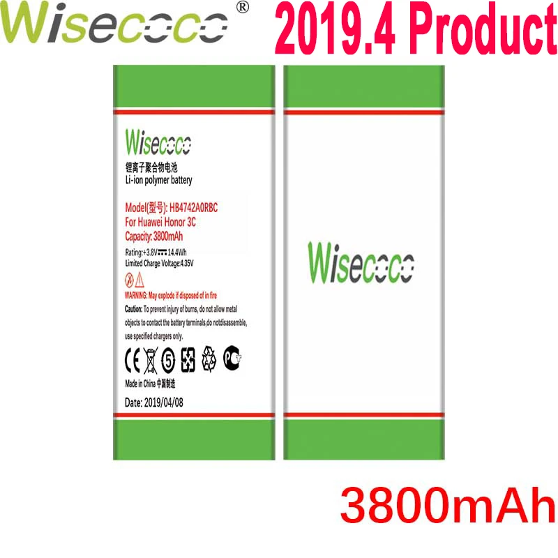 

Wisecoco 3800mAh HB4742A0RBC HB4742A0RBW Battery For Huawei Honor 3C G630 G730 G740 H30-T00 H30-T10 H30-U10 H30 Mobile Phone