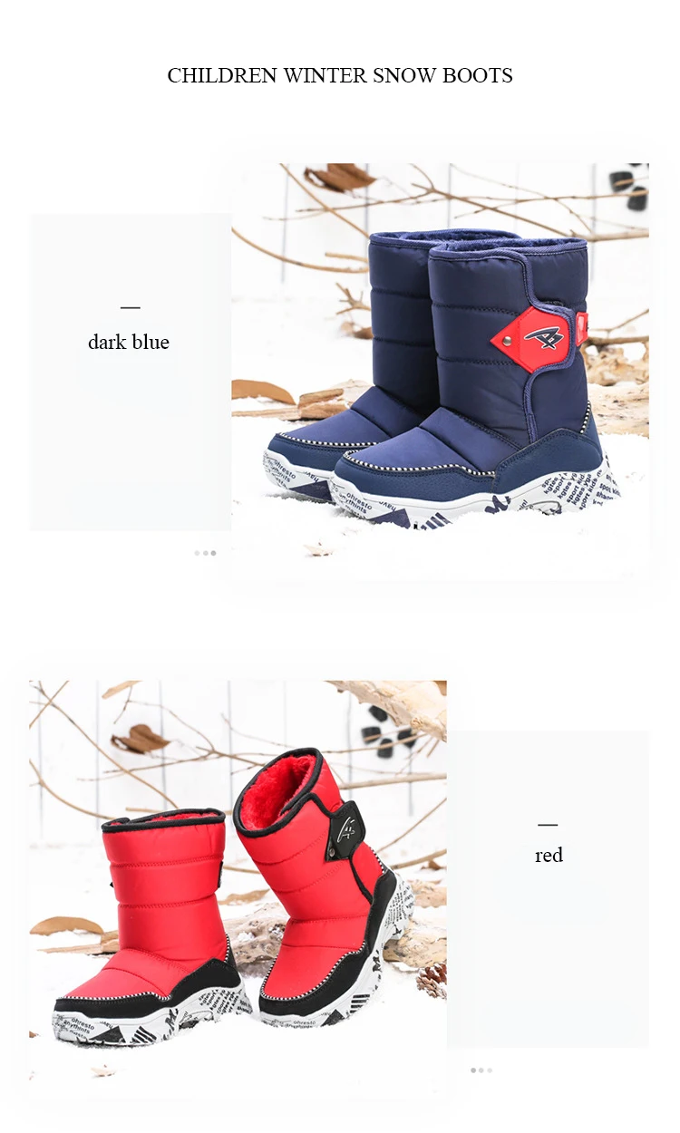 Зимняя обувь для девочек и мальчиков; размеры 31-39; детские ботинки до середины икры; теплая плюшевая удобная обувь с круглым носком