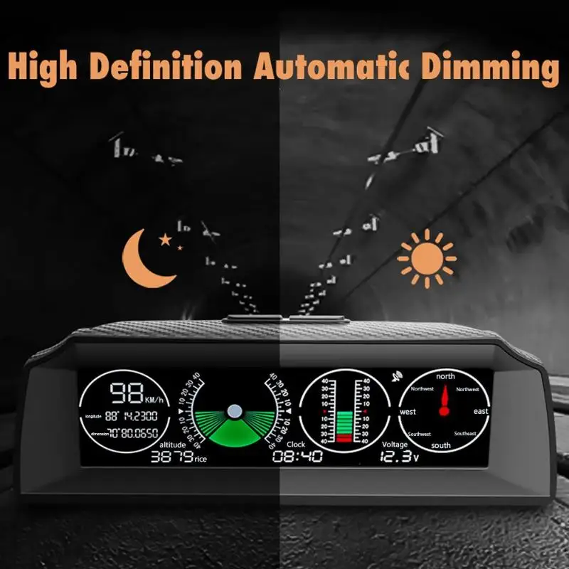 VODOOL GPS GEHEN-2 Multifunktionale Auto Hang Meter Gauge Tacho Neigungsmesser Kompass Höhe Spannun
