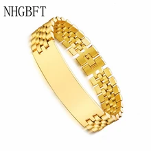 NHGBFT 21,5 см нержавеющая сталь изгиб браслет мужской Серебро Золото Черный цвет браслет мужские ювелирные изделия