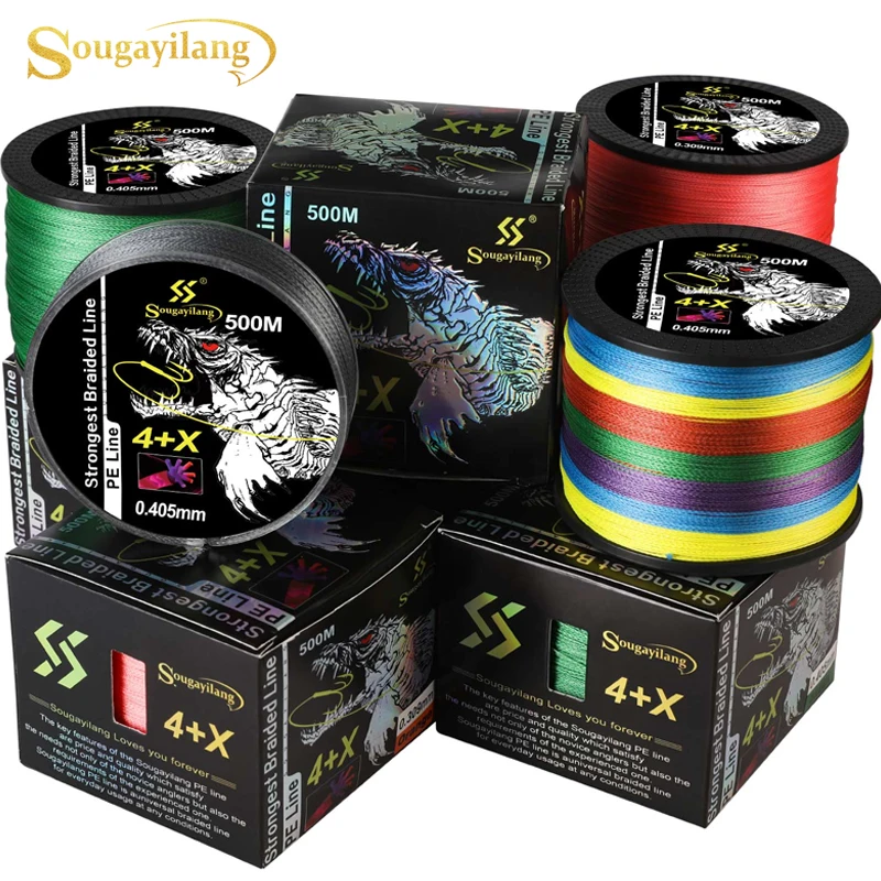 Sougayilang 4X+X Fishing Line 150M 300M 4 Strands 22-87LB Braided