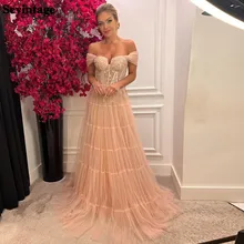 

Sevintage Modern 3D Flowers Tulle Prom Dresses Saudi Arabia Off The Shoulder Dubai Formal Party Dress Tiered Evening Gowns 2022