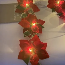 

2M 10 LEDs Red Flower String Lights Fairy Garland Light For Indoor Stairway Christmas Tree Ornament Festival Party Home Decor