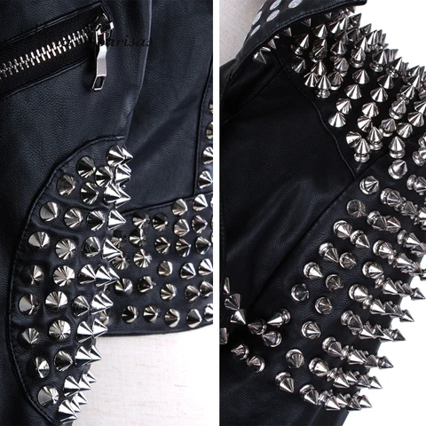 jaqueta de couro com espinhos