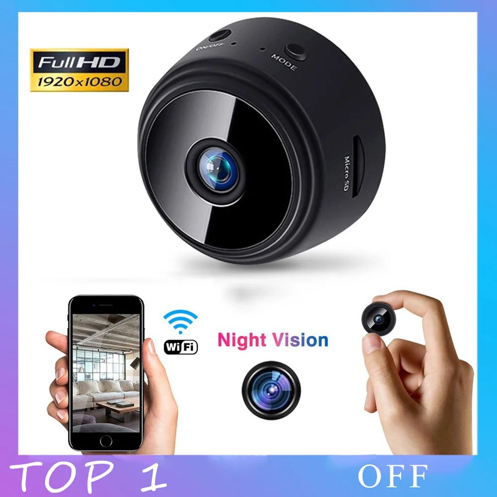 Беспроводная мини-камера миниатюрная экшн-камера с ночным видением Wi-Fi HD1080P |