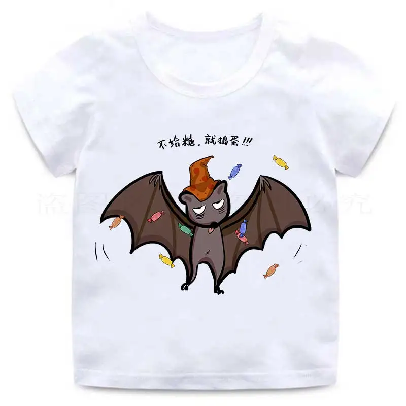 T Shirt Cartoon Baby Kids Boys Girls Children Cotton Short Sleeves Summer Clothing Print Halloween bat costume fashion witch Tee