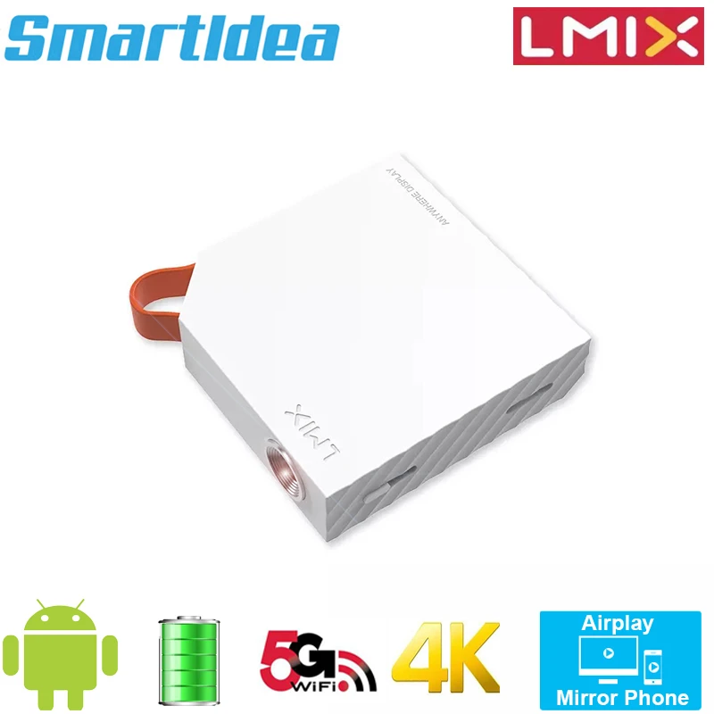 Smartldea lmix S1 Smart Phone Mini Projector with Battery,Wireless mirror Screen LED DLP 5G wifi Projector Video Game Proyector yaber projector