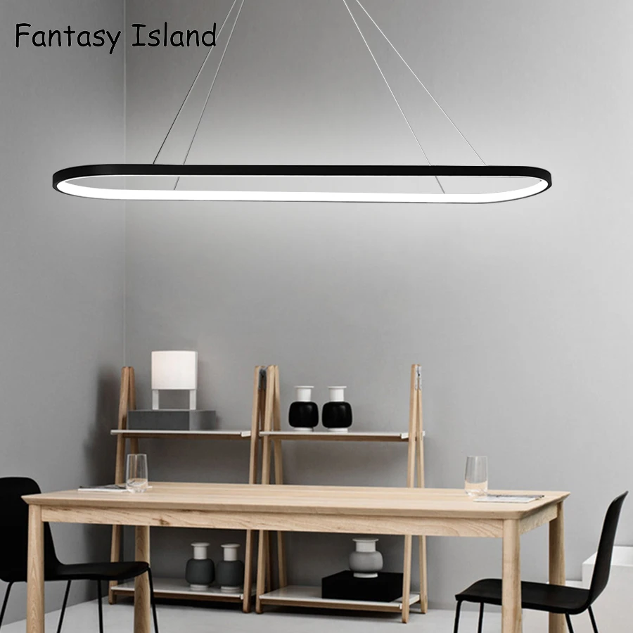 

Modern Led Pendant for Lights Dinning Room Living Room Simple line hanging Light black or white Chandelier Fixture