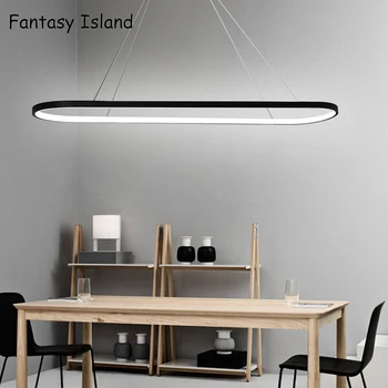 

Modern Led Pendant for Lights Dinning Room Living Room Simple line hanging Light black or white Chandelier Fixture