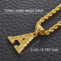 Anniyo A-Z Letters Necklaces Women Men Gold Plated Initial Pendant Rope Chain English Letter Jewelry Alphabet African #058002B 3