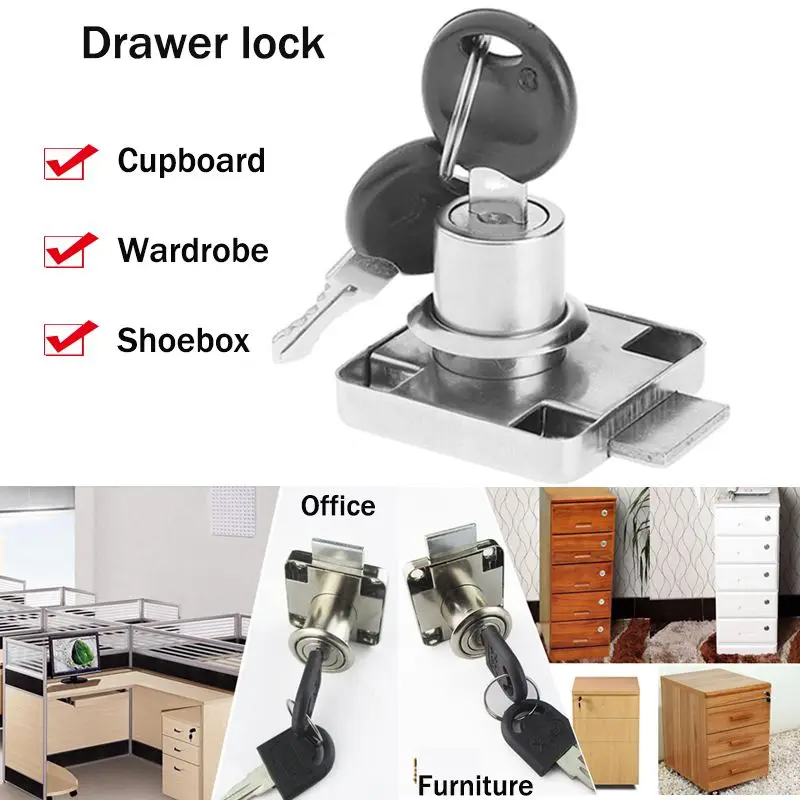 Drawer Locks with 2 Keys Lock Furniture Hardware Door Wardrobe Cabinet for Office Desk Table Cupboard Letter Box Security | Обустройство