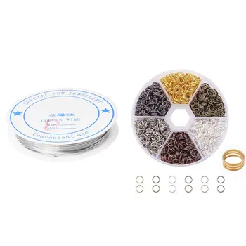 

4M Silver Plated Craft Metal Beading Wire Cord 0.8mm HOT with About 800 Pcs Iron Split Rings Double Loop Jump Ring