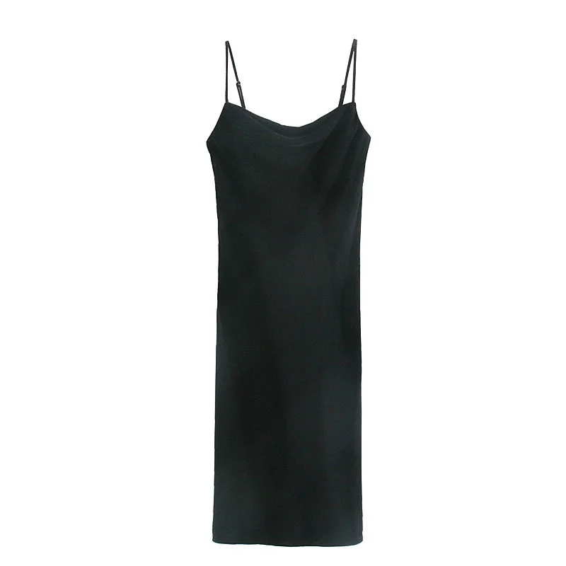 

Elegant Vintage Gothic Spaghetti Strap Dress 2020 Early Fall Basic Women Party Dresses Slim High Waist Midi Dress