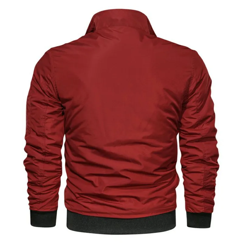 2020Lente Herfst Mannen's Militaire Bommenwerper Jassen Mannen Casual Solid на молнии Pilot Jas Nieuwe Dunne Stand Kraag