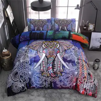 

Bed Linen Elephant print Duvet Cover Set 2/3pcs Single Double Queen King Bed Linen boho Bedding Sets(No Sheet No Filling)