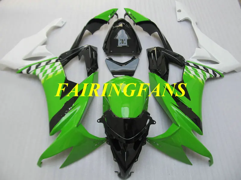 Мотоцикл обтекатель тела комплект для KAWASAKI Ninja ZX10R 08 09 10 ZX 10R 2008 2009 2010 Зеленый Белый