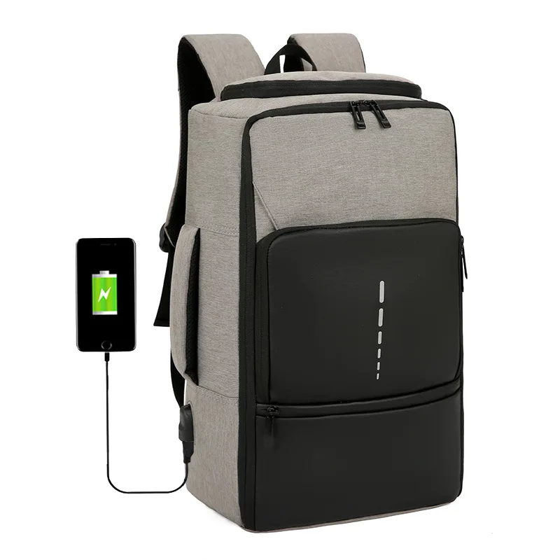 

Polyester Laptop Bag Oxford Cloth Backpack New Style Men USB Charging Backpack Waterproof Reflective Large Capacity Travel
