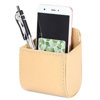 

Hot Car PU Leather Air Outlet Hanging Storage Box practical Phone Holder Card Sunglasses pens keys Organizer Supplies
