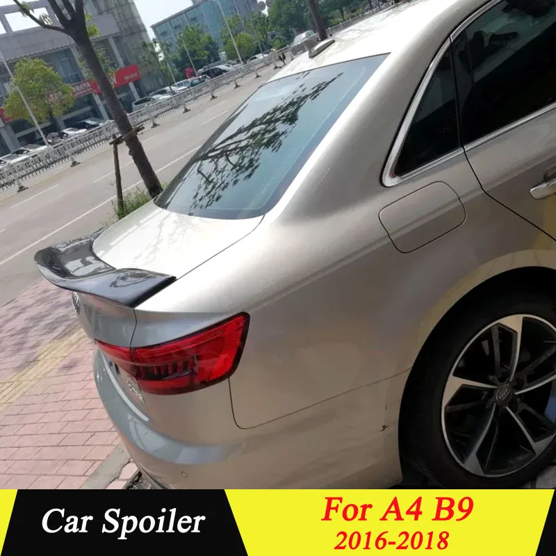 Задний спойлер багажника из углеродного волокна для Audi A4 B9 черное украшение в виде хвостового крыла для A4 B9