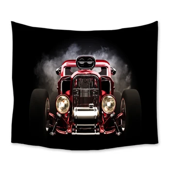 

Retro Racing Car Black Tapestry Wall Hanging Wall Decor Tapestries Bedspread Sheet Carpet Throw Yoga Mat Home Bedroom Decoration