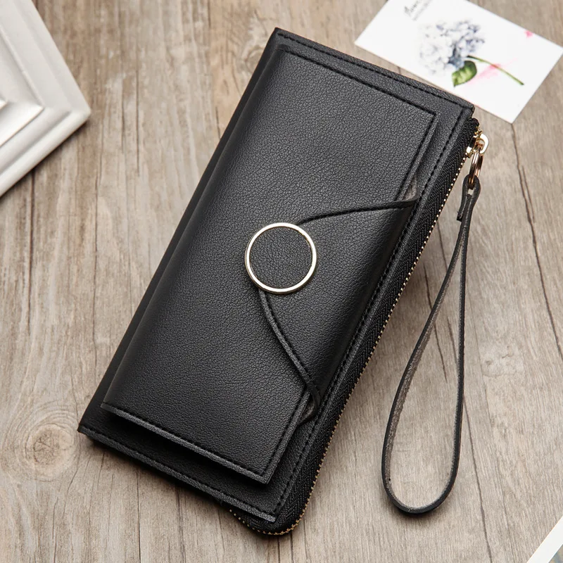 

2019 New Famous Brand Designer Long Wallet with Wrist Strap Clutch Bag Black Evening Bags Pink Ladies Handbag High Quality