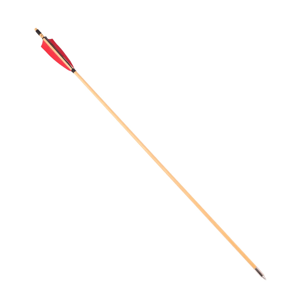 Seta de Madeira Artesanal com Vermelho Pena para Longbow Tiro com Arco ao ar Tradicional 5 Polegadas Escudo Turquia Livre Caça 6 - 12 24 Pçs 8 Arco e flecha