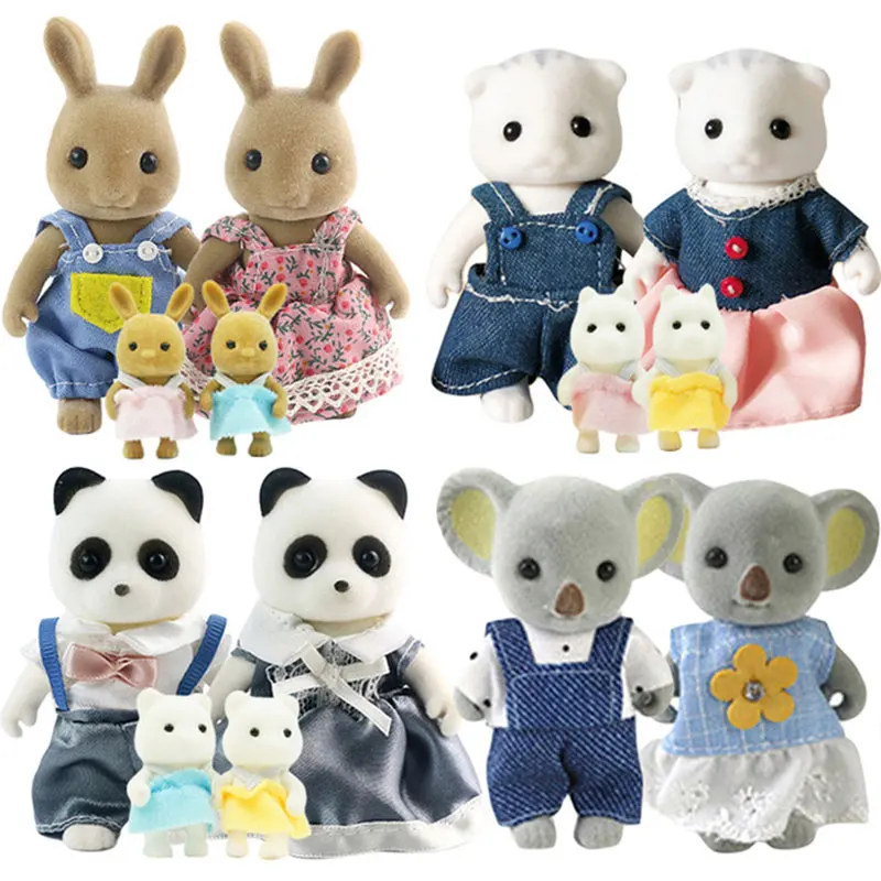 

Miniatur Pretend Play Forest Family Doll Children's simulation 1:12 Rabbit koala Panda Figure DIY Toy Set Model Play House Game