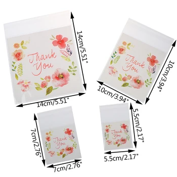 

100 pcs/lot Thank You Transparent Plastic Baking Candy Cookie Gift Bag Self-Adhesive For Wedding Birthday Party Packaging Bag