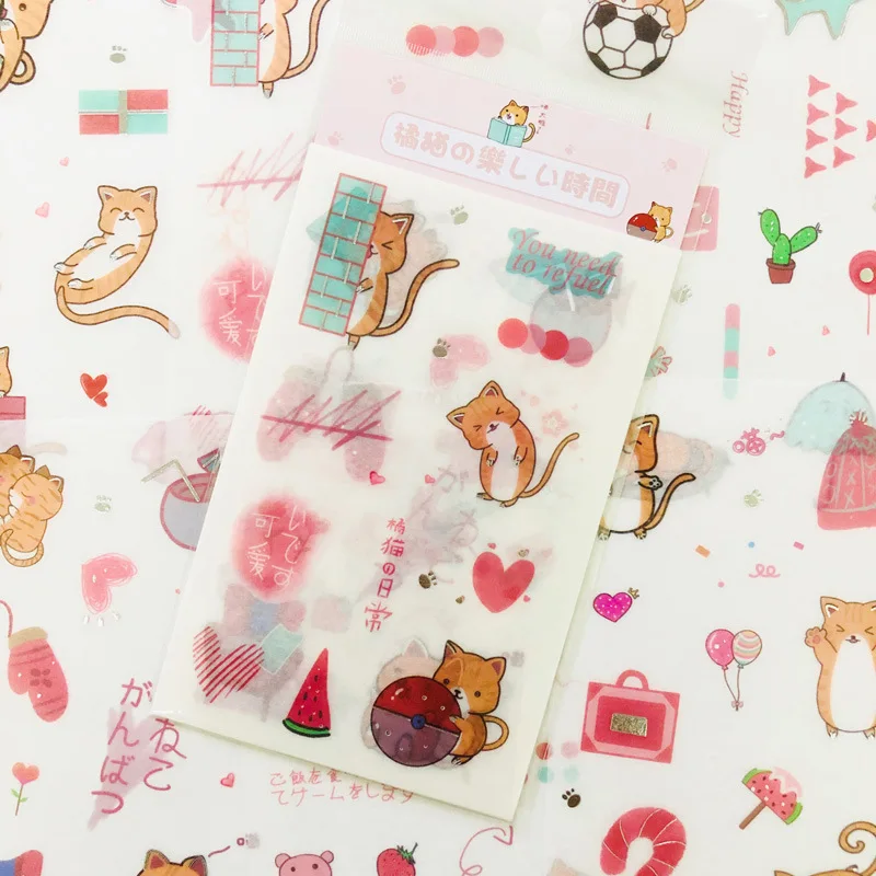 6 шт./лот Little orange cat happy time журнал декоративные стикеры Washi для скрапбукинга Стикеры