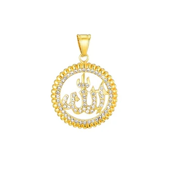 Islam Muslim Rune Pattern Pendant Necklace Men s Necklace Sliding Crystal Inlaid Pendant Religious Necklace