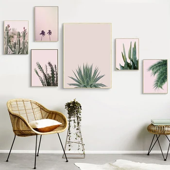 

Flower Cactus Fleshiness Plant Canvas Poster Nordic Print Scandinavian Wall Art Painting Pictures Minimalist Home Decor
