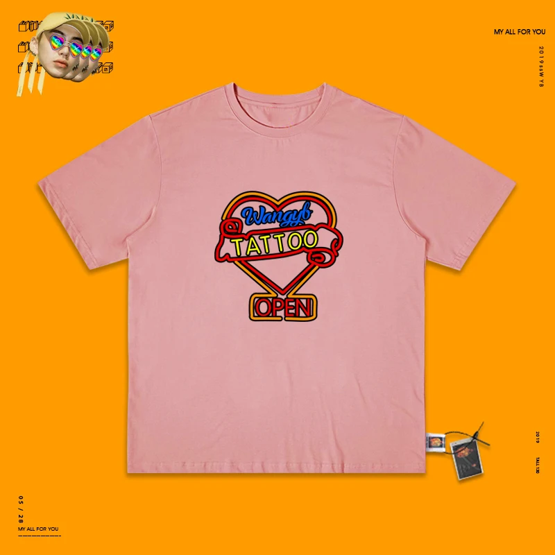 pink colour Неоновые огни ностальгия дискотека танцы Половина рукава для мужчин и женщин - Цвет: pink colour