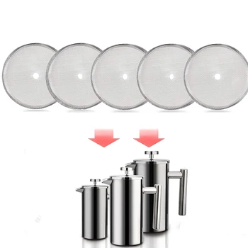 

5 Pcs Reusable Coffee Filter Stainless Steel Filtering Mesh For French Press Coffee Maker Tea Pot Replacement Screens Accessorie