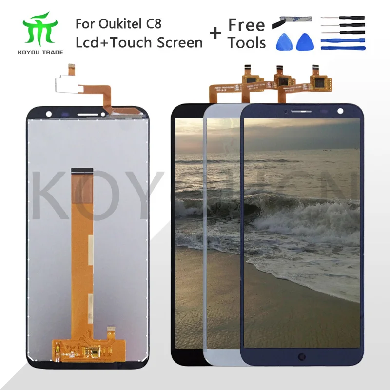 

For Oukitel C8 LCD Display+Touch Screen Screen Digitizer Assembly Repair Parts+Tools +Adhesive LCD Glass Panel for C8