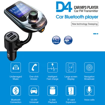 

Dual USB Ports For Car ABS Audio Adapter Bluetooth FM Transmitter LCD Display Support TF Card Universal Hands Free Calls