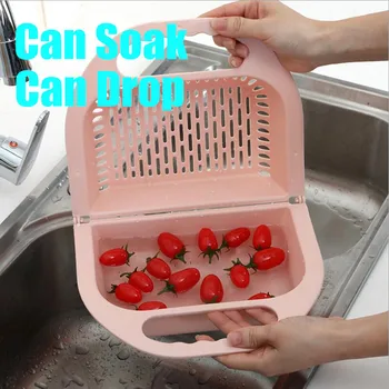 

Foldable Fruit Vegetable Washing Basket Strainer Colander Collapsible Drainer With Handle Kitchen Tools Washing Fruit Basket