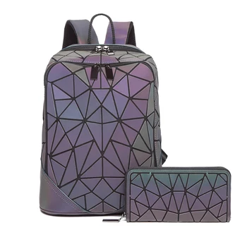 

Fashion Women Backpack Schoolbag Foldable Clutch Purse Geometric Laptop Rucksack Female Trave Shoulder Backpack