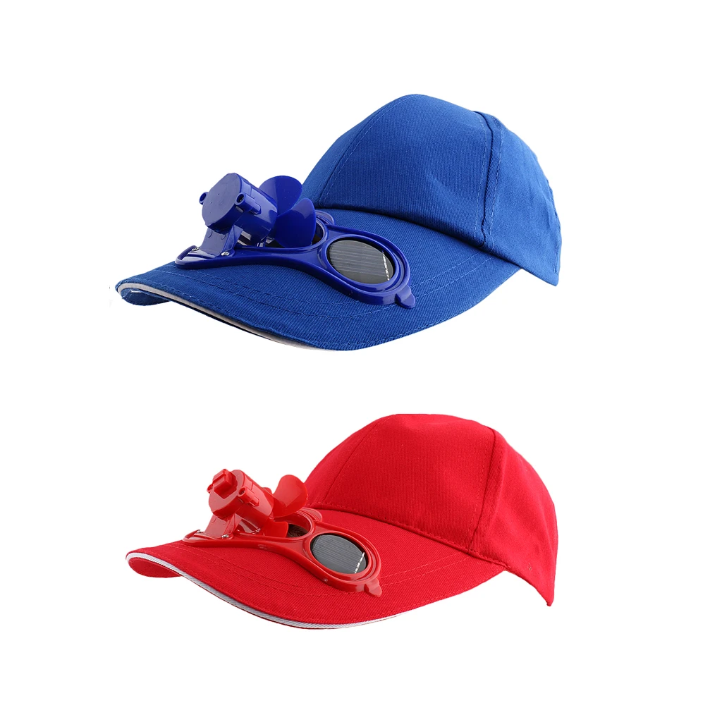 2pcs Baseball Golf Cool Solar Fan Hat Cap For Outdoor Camping Travel Sports